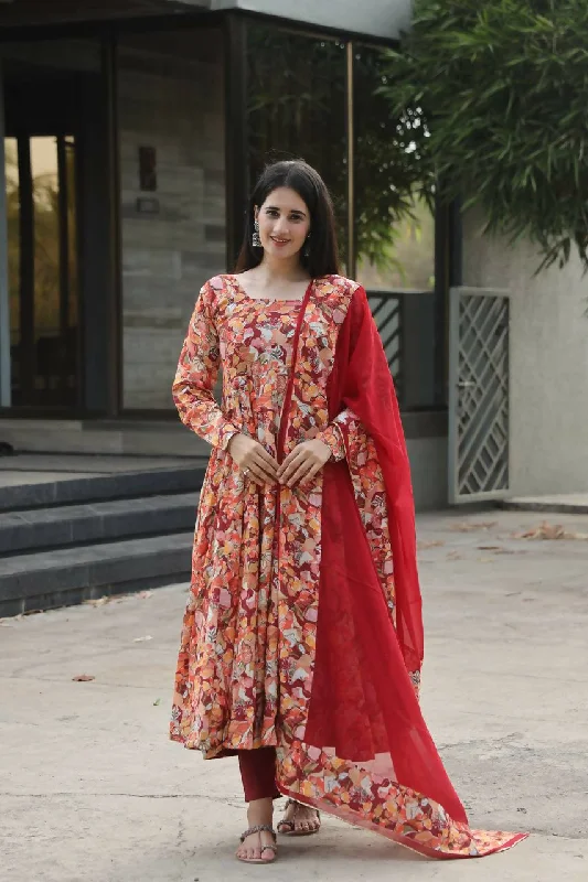Preksha Creation Indian Anarkali Suit Muslin Crossed Embroidery With Digital Print With Dupatta And Pant - Multicolor Trendy Palazzo Pants Preksha Creation Indian Anarkali Suit Muslin Crossed Embroidery With Digital Print With Dupatta And Pant - Multicolor Trendy Palazzo Pants