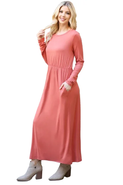 Solid Quarter Sleeve Elastic Waist Dress Mauve Terracotta - Pack of 6 Tunics Polka dots Solid Quarter Sleeve Elastic Waist Dress Mauve Terracotta - Pack of 6 Tunics Polka dots