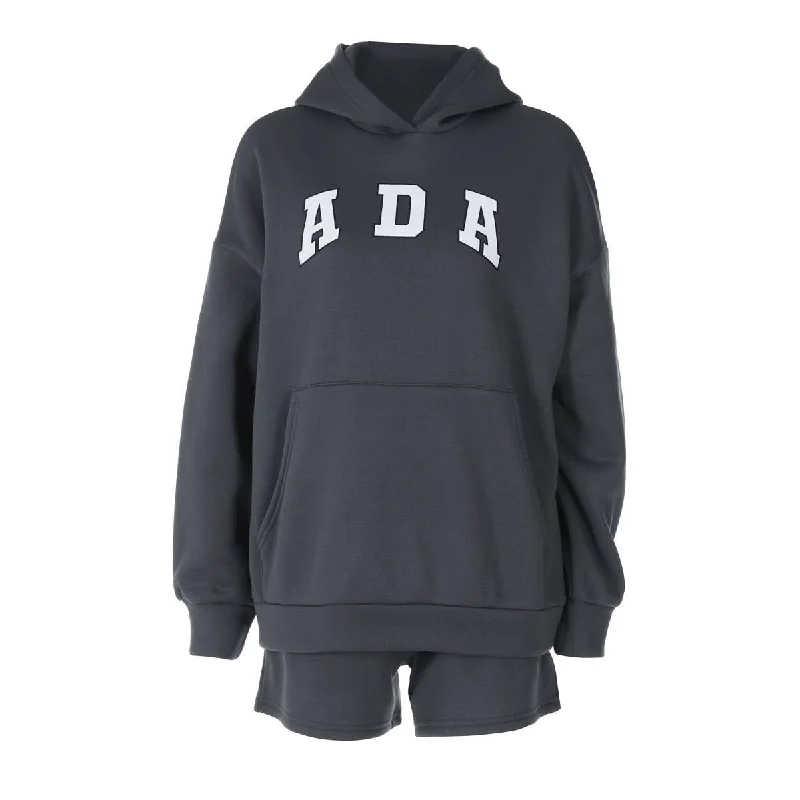 Long sleeve hoodie "ADA"pattern pocket pant set Comfortable Jogging Pants