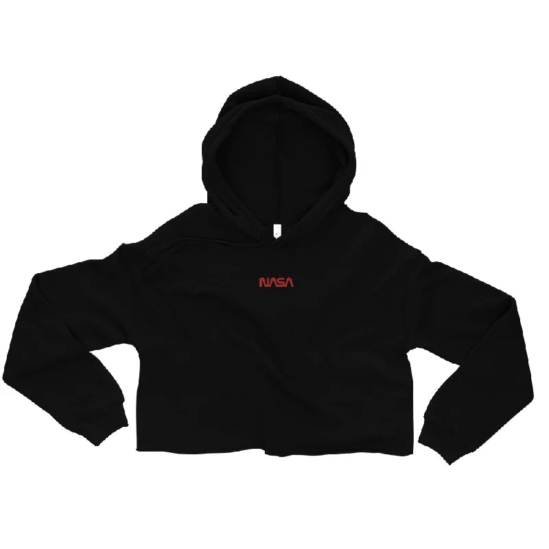 NASA Worm Ladies Crop Hoodie Hoodie with Sequins Glamorous Eye-catching