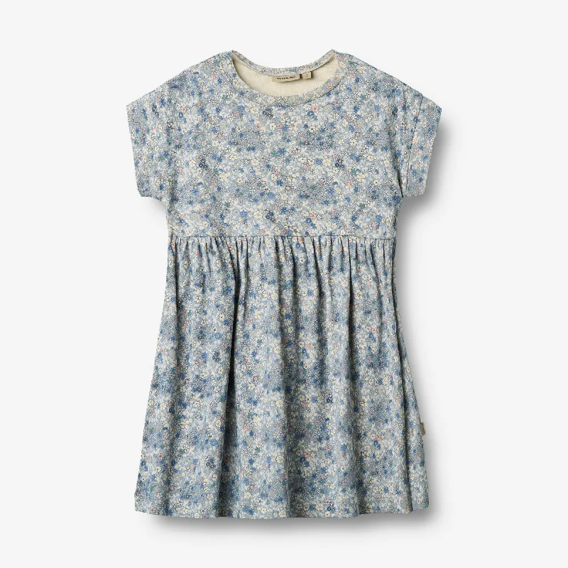 Jersey Dress S/S Emilie - blue summer flowers Tunics Prom sequined