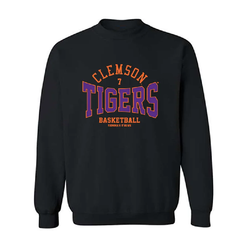 Clemson - NCAA Women's Basketball : Summah Evans - Classic Fashion Shersey Crewneck Sweatshirt Hoodie with Snap Buttons Easy Quick Clemson - NCAA Women's Basketball : Summah Evans - Classic Fashion Shersey Crewneck Sweatshirt Hoodie with Snap Buttons Easy Quick
