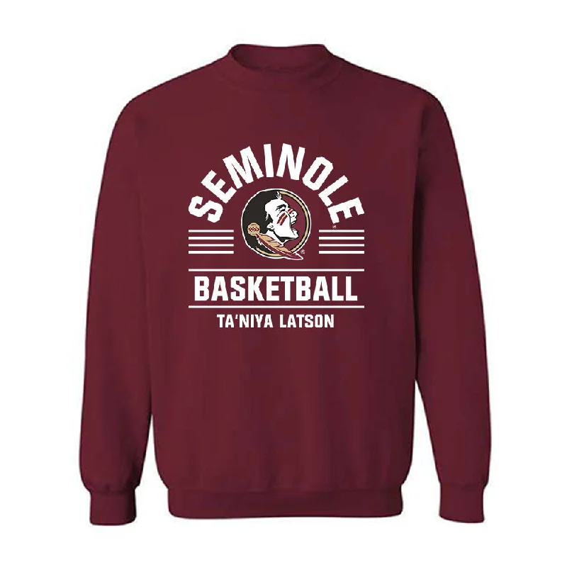 FSU - NCAA Women's Basketball : Ta'Niya Latson - Classic Fashion Shersey Crewneck Sweatshirt Hoodie with Frayed Bohemian Relaxed FSU - NCAA Women's Basketball : Ta'Niya Latson - Classic Fashion Shersey Crewneck Sweatshirt Hoodie with Frayed Bohemian Relaxed