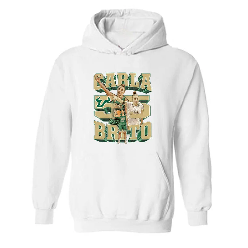 USF - NCAA Women's Basketball : Carla Brito - Player Collage Hooded Sweatshirt Hoodie with Typography Text Message USF - NCAA Women's Basketball : Carla Brito - Player Collage Hooded Sweatshirt Hoodie with Typography Text Message