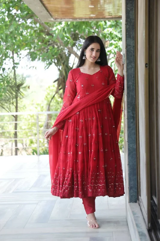 Preksha Creation Indian Anarkali Suit Georgette Fabric With 3Mm Sequins Embroidery Work With Dupatta And Pant High-Waist Jeans Preksha Creation Indian Anarkali Suit Georgette Fabric With 3Mm Sequins Embroidery Work With Dupatta And Pant High-Waist Jeans