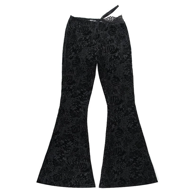 Leopard print lace hem low rise pant Cozy Maternity Pants