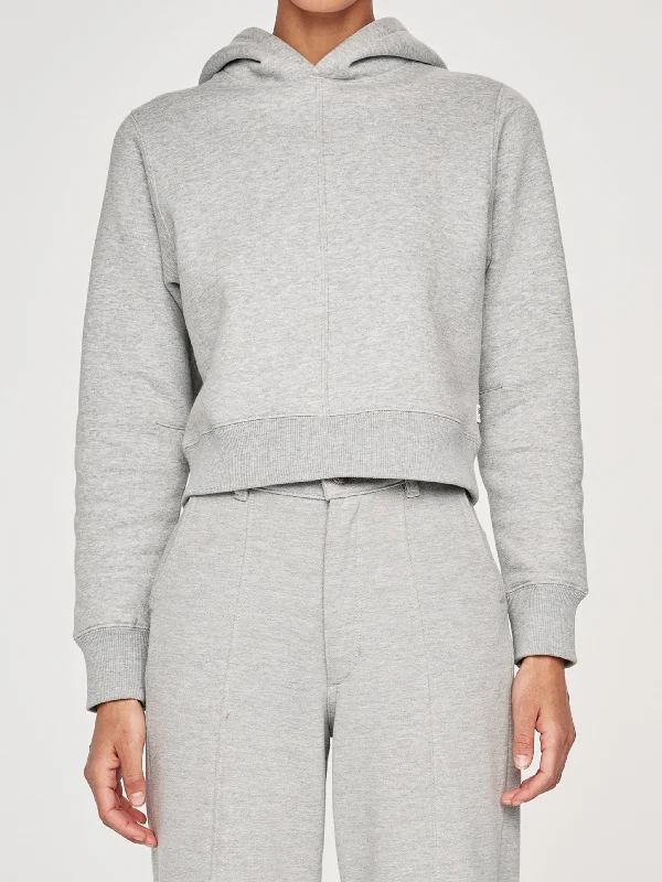 Shrunken Hoodie Top Heather Grey - DL1961 Hoodie with Drop Shoulder Relaxed Streetwear Shrunken Hoodie Top Heather Grey - DL1961 Hoodie with Drop Shoulder Relaxed Streetwear