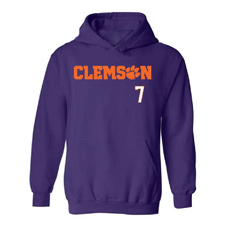 Clemson - NCAA Women's Basketball : Summah Evans - Classic Shersey Hooded Sweatshirt Hoodie with Cropped Fit Short Trendy