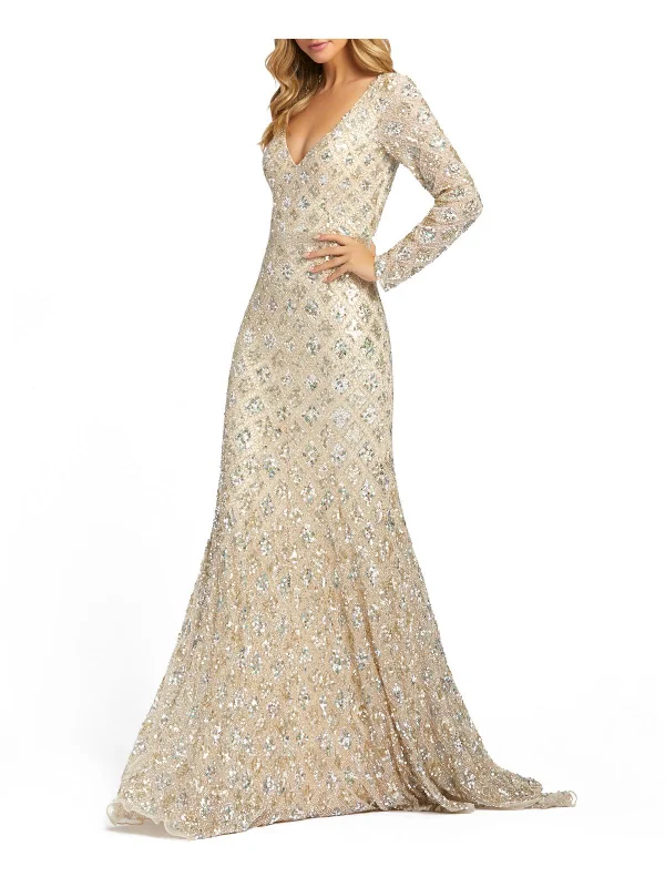 Womens Sequined Maxi Evening Dress Boatneck Modish Everyday