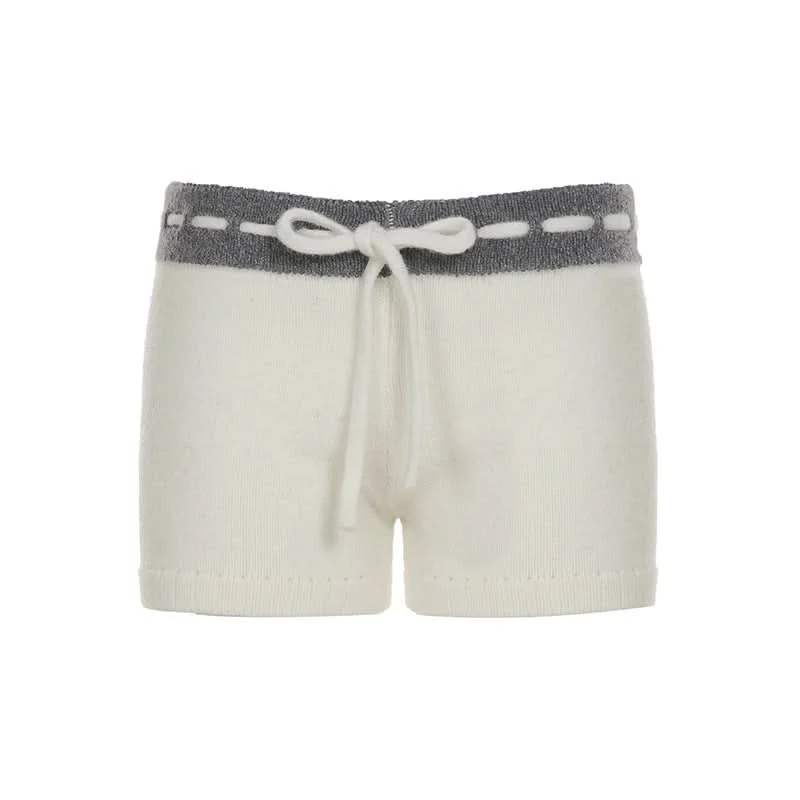 Drawstring self tie five-pointed star pattern short pant Soft Stretch Leggings