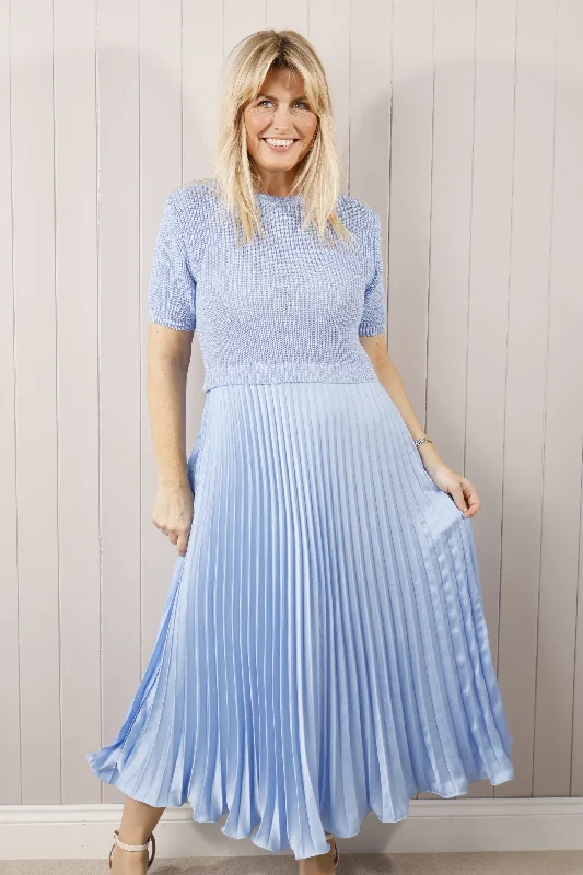 Zahara Pleated Dress Blue Tunics Seasonal trendy
