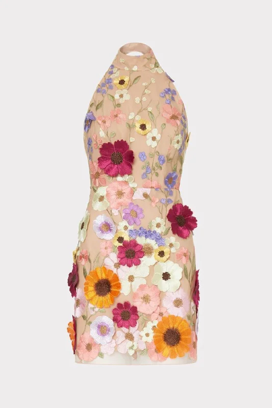 Halter Sleeveless Pink Party Dress with Appliques Tunics Brand named