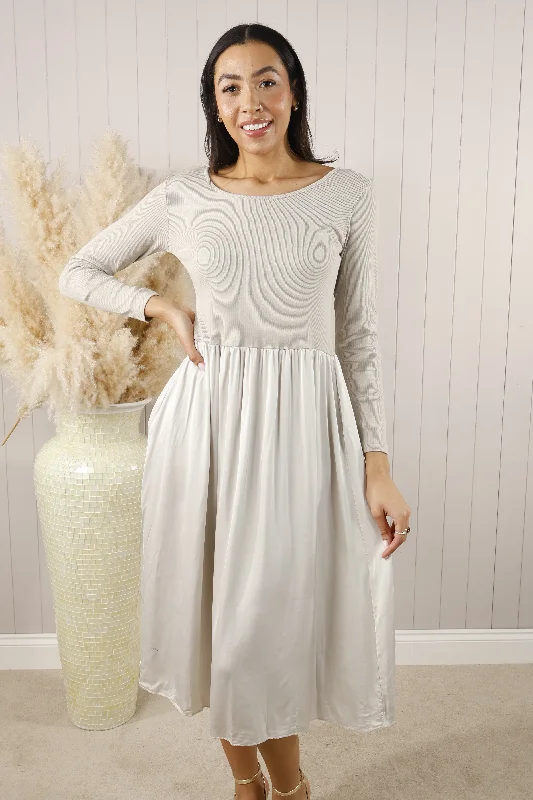 Venus Silk Dress Oat Milk Beige Tunics Bestseller popular