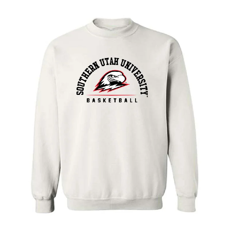 Southern Utah - NCAA Women's Basketball : Kortney Doman - Crewneck Sweatshirt Hoodie with Hem Applique Textured Unique Southern Utah - NCAA Women's Basketball : Kortney Doman - Crewneck Sweatshirt Hoodie with Hem Applique Textured Unique