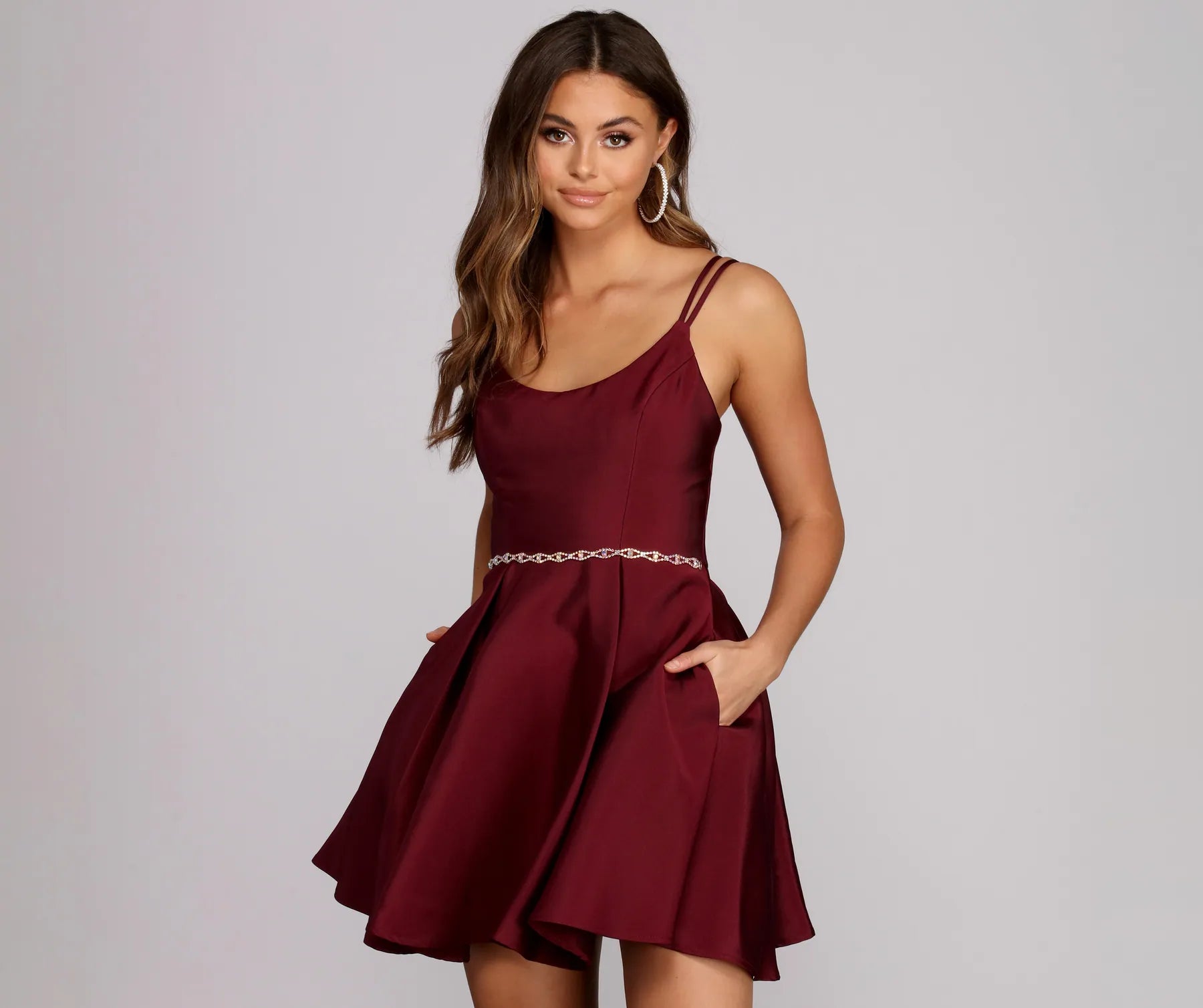 Jana Rhinestone Party Dress High-Low Hemline Casual