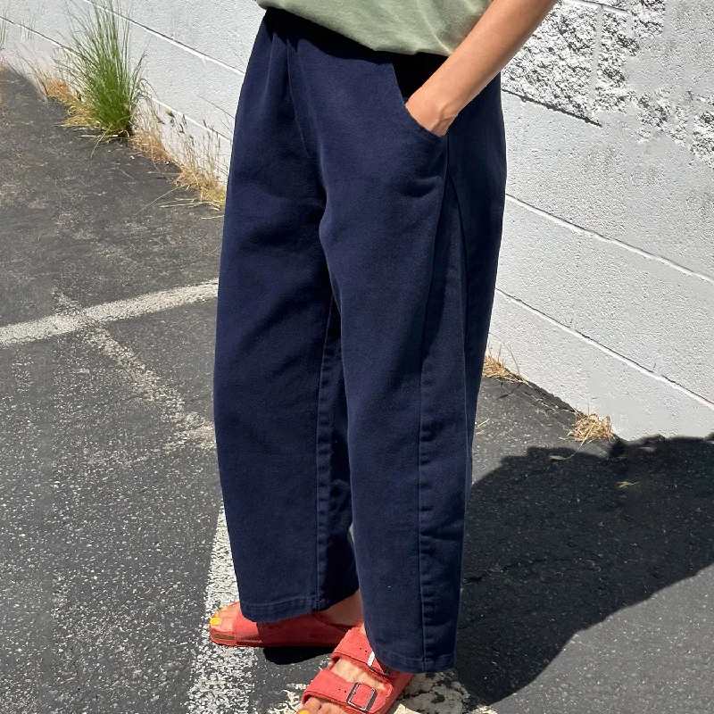 Womens Cotton Arc Pants - Navy Classic Flared Pants