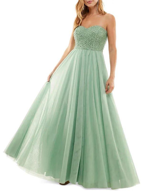 Juniors Womens Beaded Lace-Up Evening Dress Tunics Print Colorful