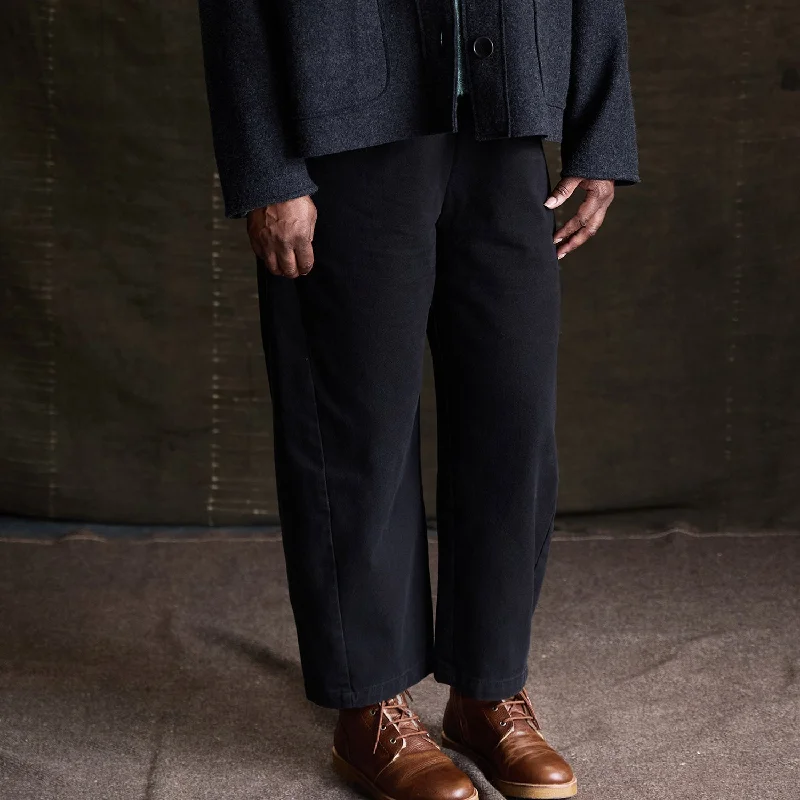 Womens Cotton Arc Pants - Black Canvas Lightweight Linen Pants
