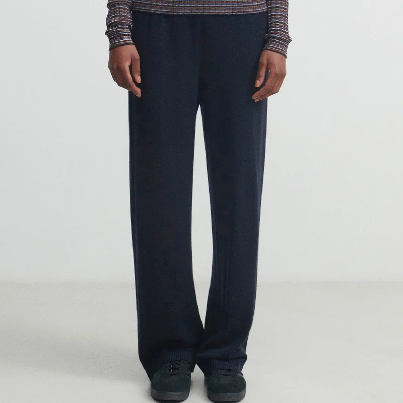 Womens Merino Wool Pants - Dark Navy Chic Capri Pants