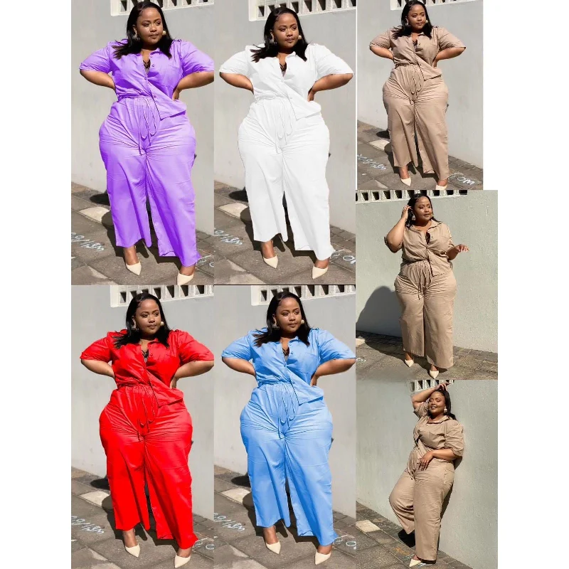 Buttoned top with Palazzo Pants 2 Piece set. Comfortable Wide-Leg Pants