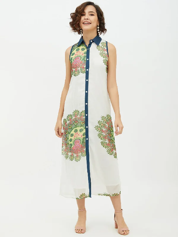 Women's Polyester Georgette Floral Printed Long Dress - StyleStone Tunics Long Elegant Women's Polyester Georgette Floral Printed Long Dress - StyleStone Tunics Long Elegant