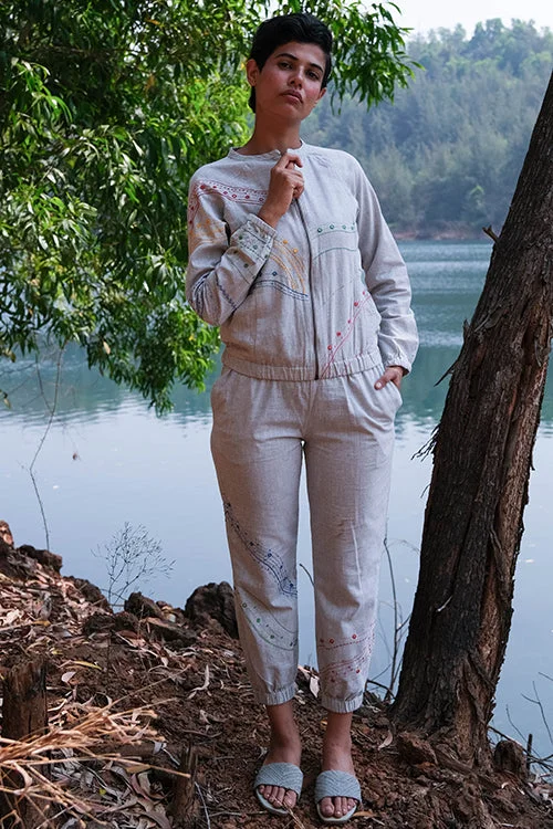 Okhai 'Carmen' Hand Embroidered Cotton Pants Soft Stretch Trousers