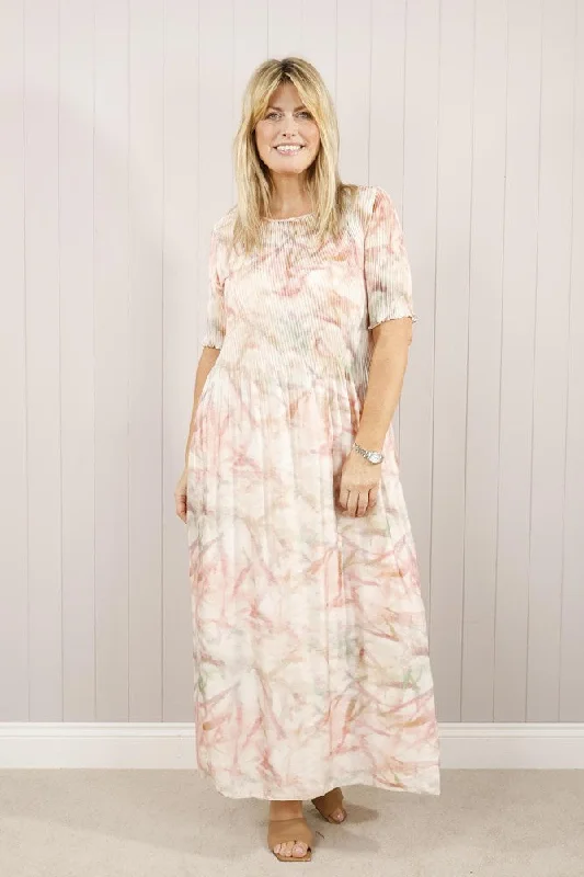 Esme Shirred Pleated Dress Pink Lemonade Tunics Wedding white