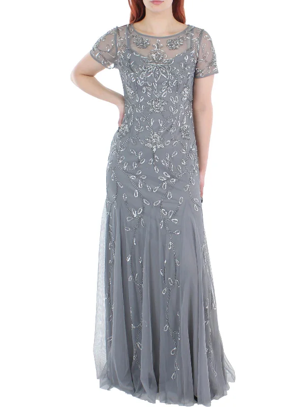 Womens Sequined Beaded Evening Dress Tunics Luxurious premium