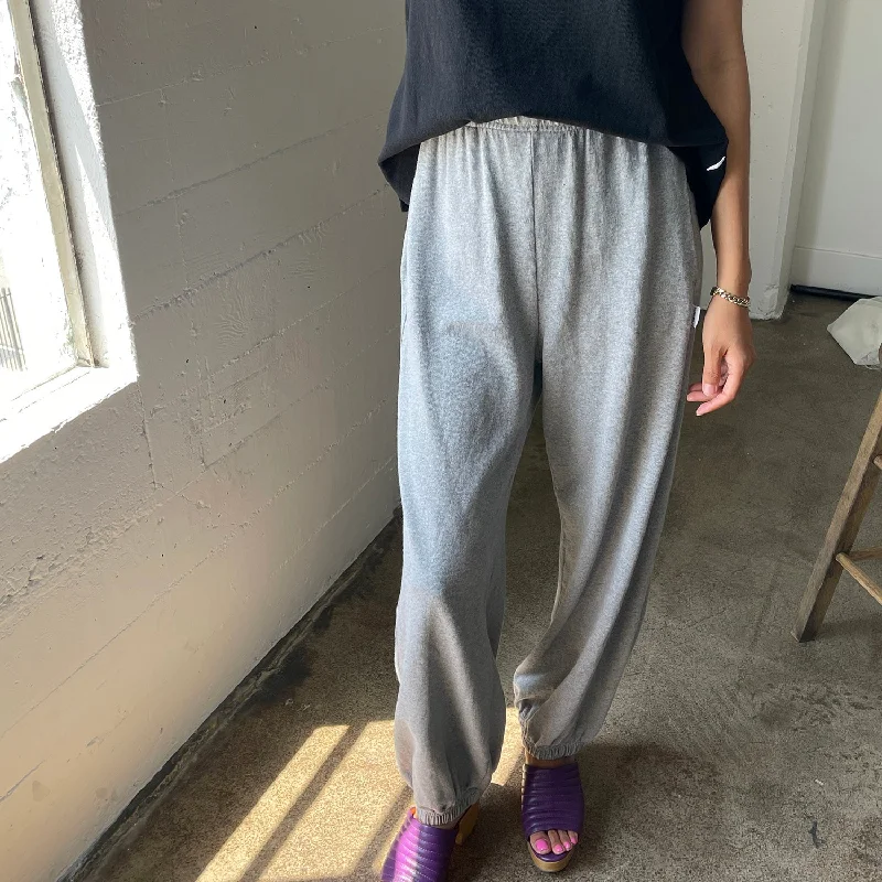 Women's Cotton Balloon Pants - Heather Grey Fashionable Track Pants