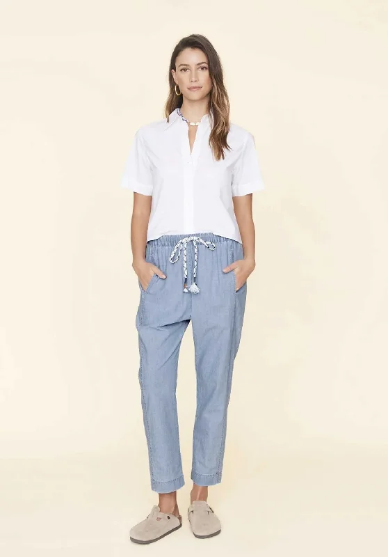 Pants X7chm117 Draper X7chm117 Dusty-Blue Stretch Fit Pants