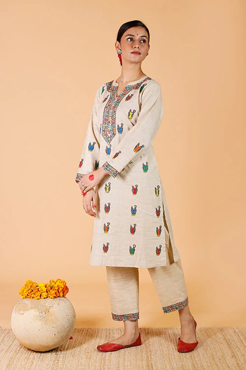 Gubbaro Handpainted Madhubani 'Nandi' Cotton Pant Classic Flared Pants