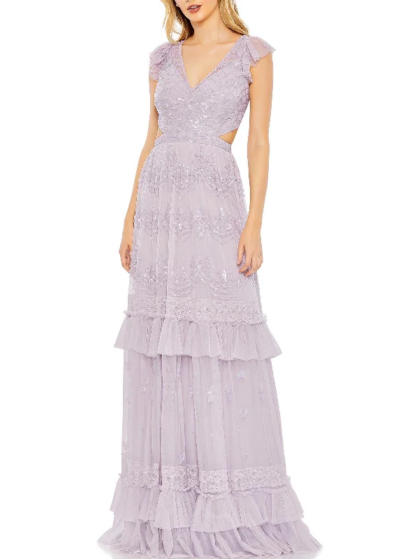 Womens Cut-Out Maxi Evening Dress Tunics Gym athletic