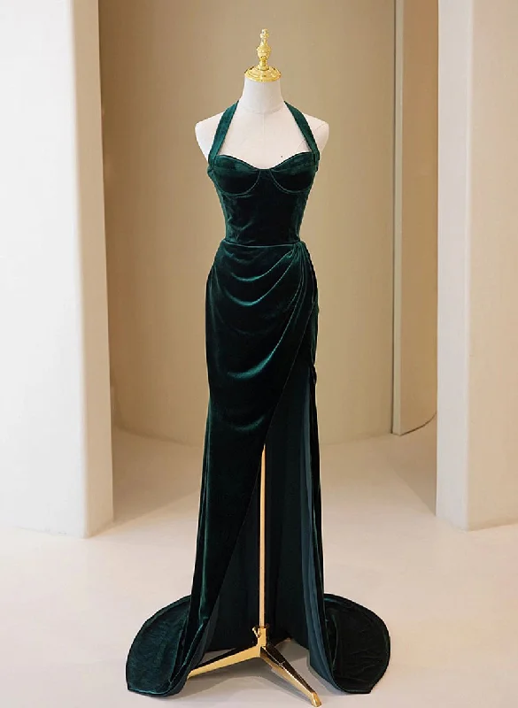 Dark Green Velvet Long Evening Dress Party Dress, A-line Green Bridesmaid Dress Boatneck Modish Everyday Dark Green Velvet Long Evening Dress Party Dress, A-line Green Bridesmaid Dress Boatneck Modish Everyday