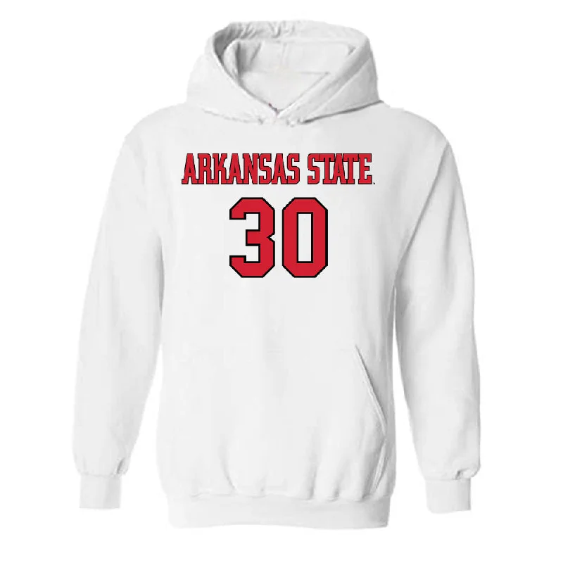 Arkansas State - NCAA Women's Basketball : Nissa Sam-Grant - Hooded Sweatshirt Hoodie with Emblem Brand Identity Arkansas State - NCAA Women's Basketball : Nissa Sam-Grant - Hooded Sweatshirt Hoodie with Emblem Brand Identity