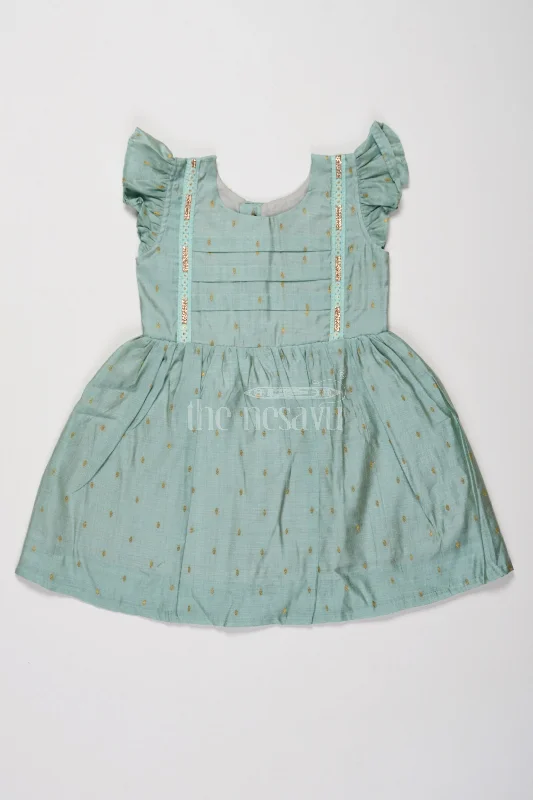 Classic Girls Cotton Dress in Mint Green with Ruffle Details Tunics Chinos classic