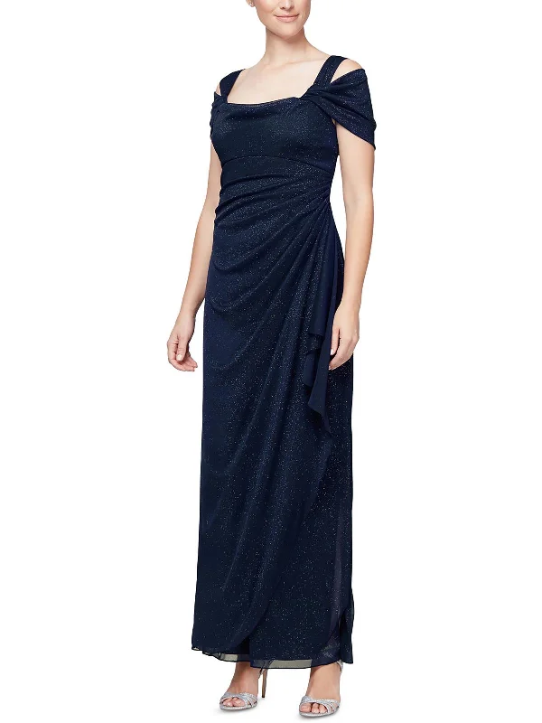 Petites Womens Glitter Prom Evening Dress Tunics Lace romantic