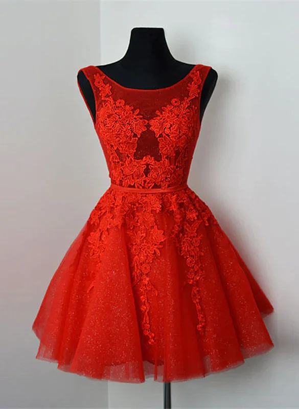 Red Lace Round Neckline Short Party Dress, Red Short Homecoming Dress Tunics Top rated Red Lace Round Neckline Short Party Dress, Red Short Homecoming Dress Tunics Top rated