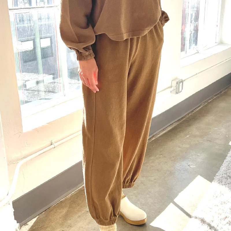 Womens Cotton Balloon Pants - Tobacco Wide-Legged Palazzos