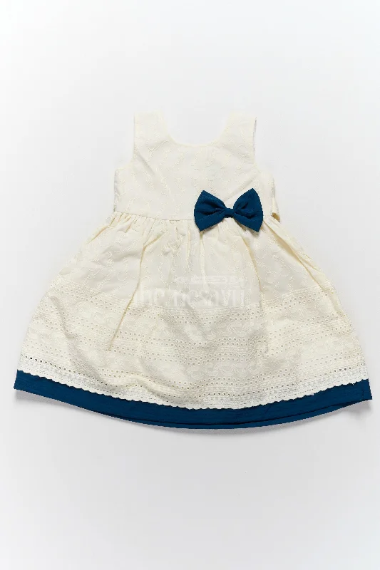 Cute Cotton Dresses with Hakoba Embroidery and Navy Bow for Girls Tunics Distressed trendy Cute Cotton Dresses with Hakoba Embroidery and Navy Bow for Girls Tunics Distressed trendy