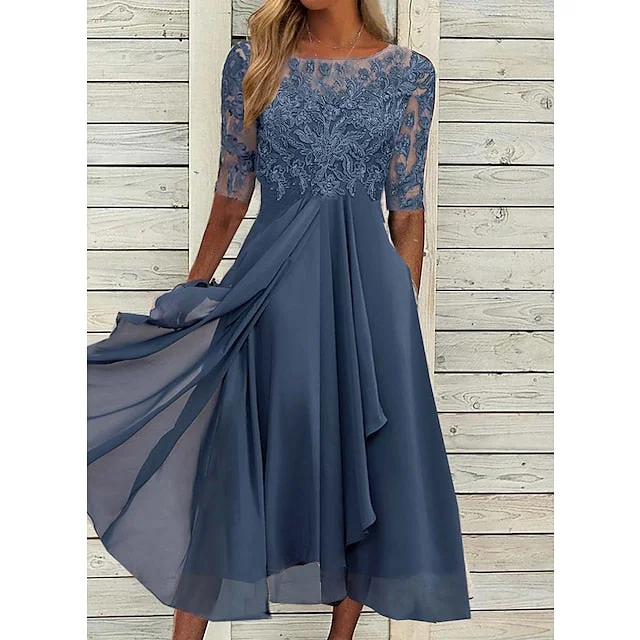 Women's Cocktail Party Dress Lace Dress Midi Dress Green Blue Purple Half Sleeve Floral Embroidery Lace Summer Spring Crew Neck Elegant Classic Wedding Guest S M L XL XXL 3XL Glittery Long Formal Women's Cocktail Party Dress Lace Dress Midi Dress Green Blue Purple Half Sleeve Floral Embroidery Lace Summer Spring Crew Neck Elegant Classic Wedding Guest S M L XL XXL 3XL Glittery Long Formal