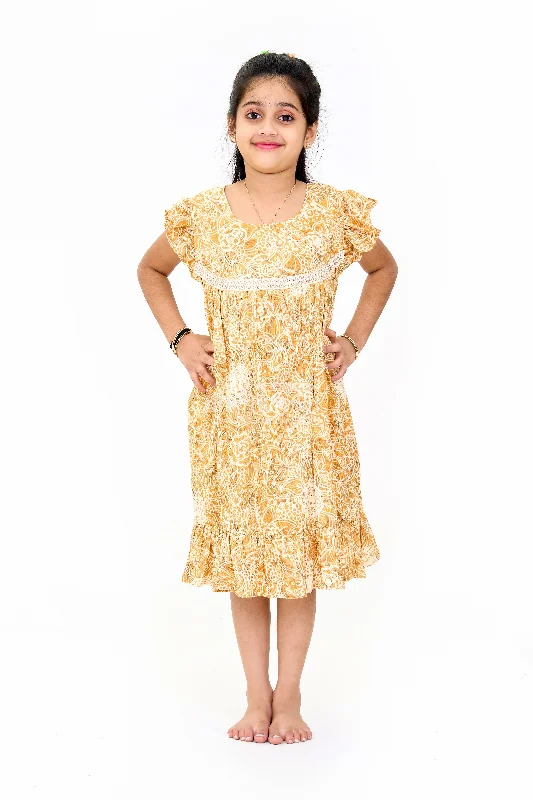 Elegant Girls Cotton Summer Dress with Vibrant Floral Pattern and Delicate Lace Design Tunics Chic elegant Elegant Girls Cotton Summer Dress with Vibrant Floral Pattern and Delicate Lace Design Tunics Chic elegant