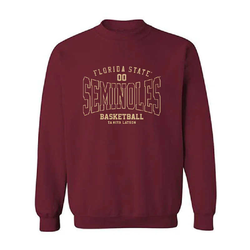 FSU - NCAA Women's Basketball : Ta'Niya Latson - Classic Fashion Shersey Crewneck Sweatshirt Hoodie with V-Neck Classic Versatile FSU - NCAA Women's Basketball : Ta'Niya Latson - Classic Fashion Shersey Crewneck Sweatshirt Hoodie with V-Neck Classic Versatile