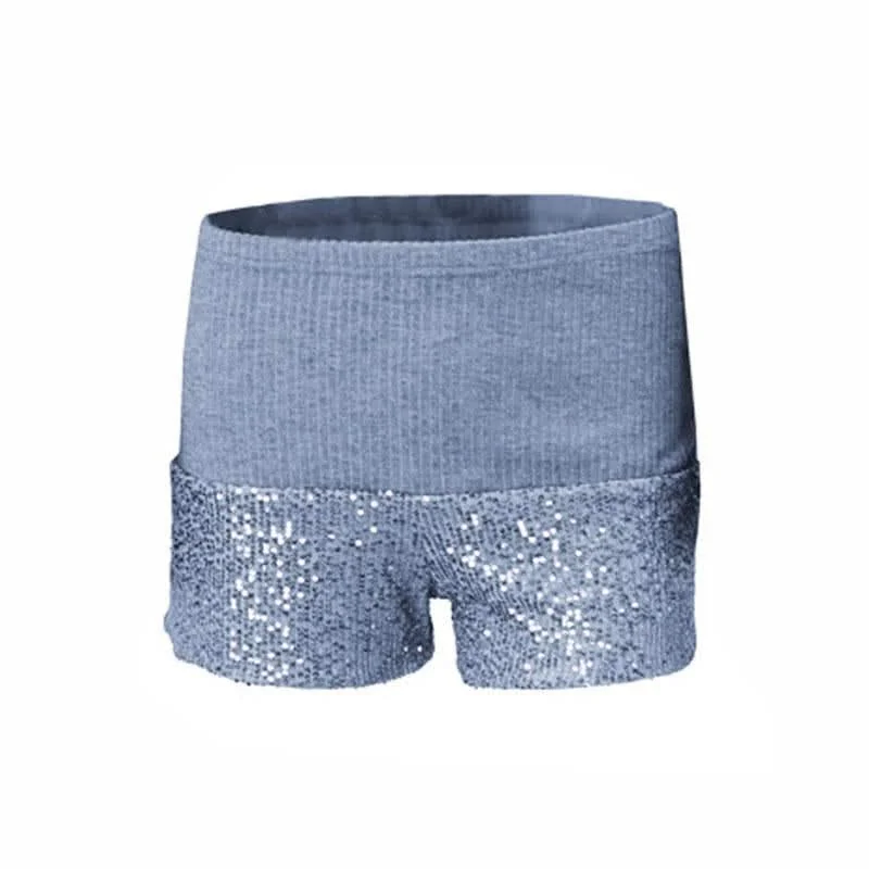 Glitter patchwork textured low rise short pant Casual Skinny Fit Pants