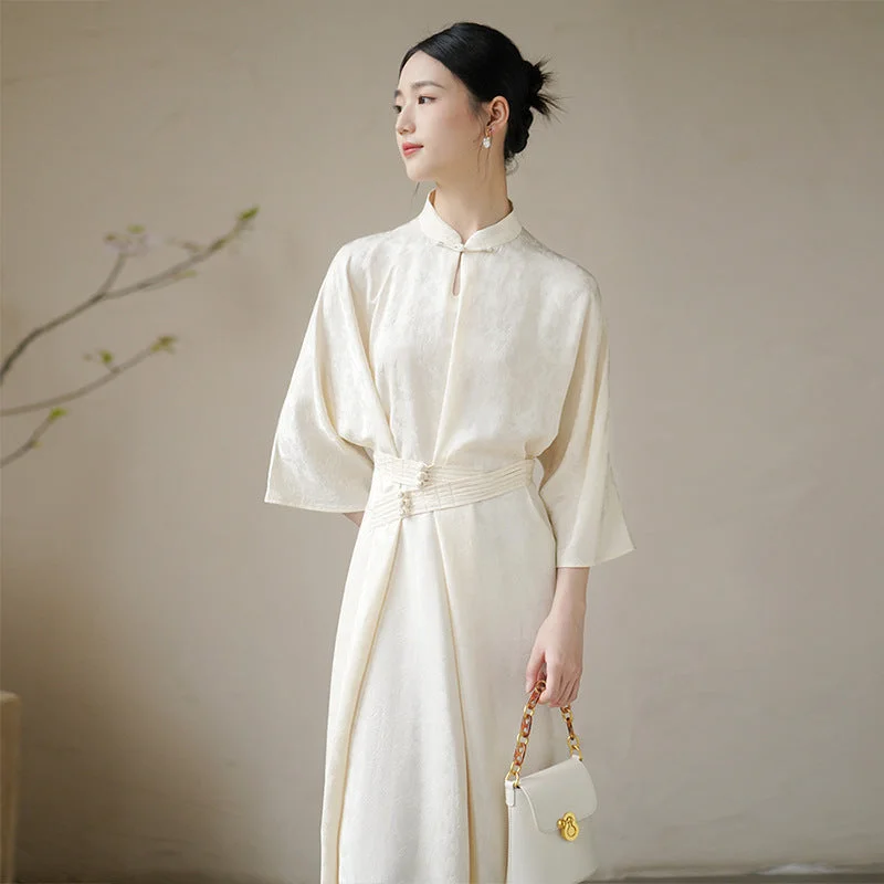Water Drop Stand Collar Waist Seal Dress Tunics Cozy soft