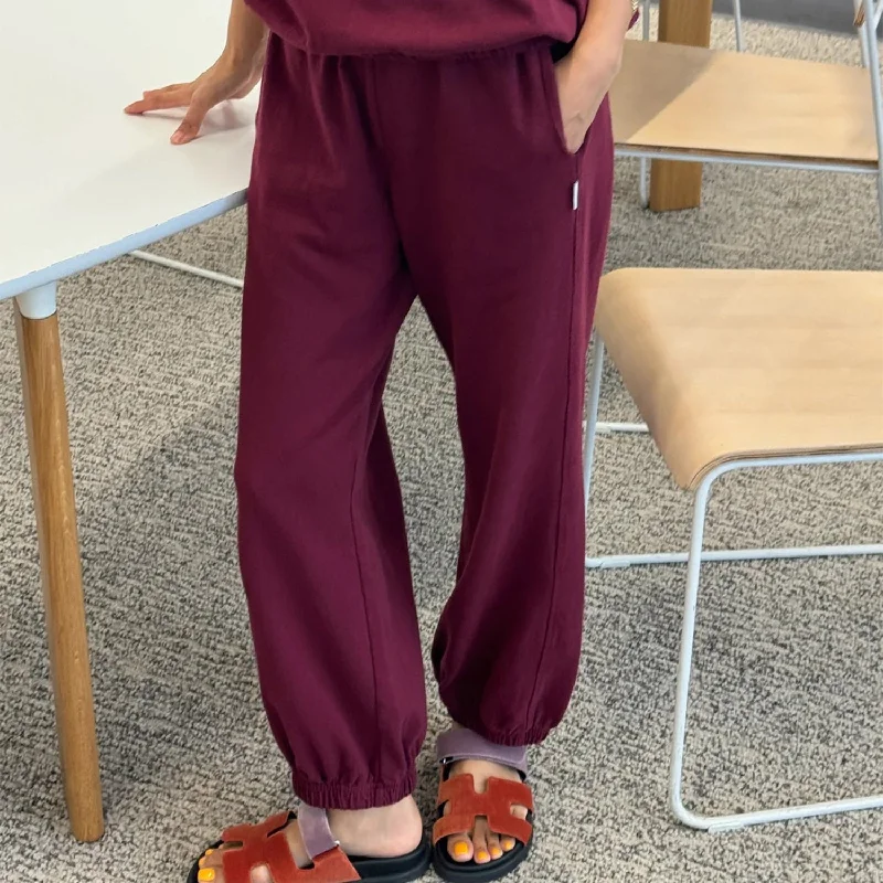 Womens Cotton Balloon pants - Cabernet Slim-Fit Leggings