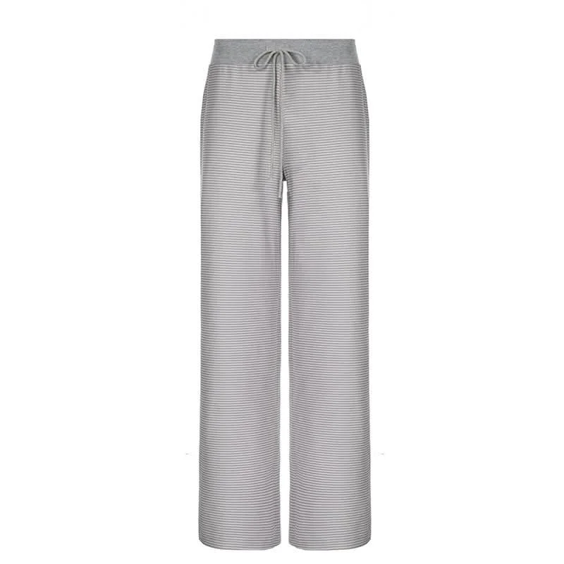 Striped self tie straight leg pant Modern Stretch Trousers