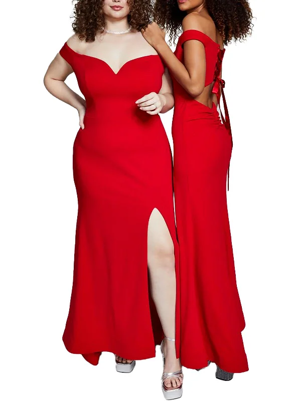 Plus Womens Crepe Lace-Up Evening Dress Tunics Timeless classic