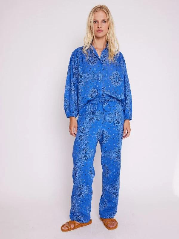 Pants 18pandana6ipa Blue-Bandana-Print Fashionable Work Pants