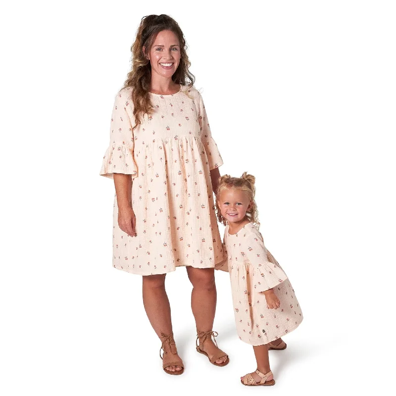 Mommy & Me Light Pink Daisies Gauze Dresses Bundle Floral Print girly
