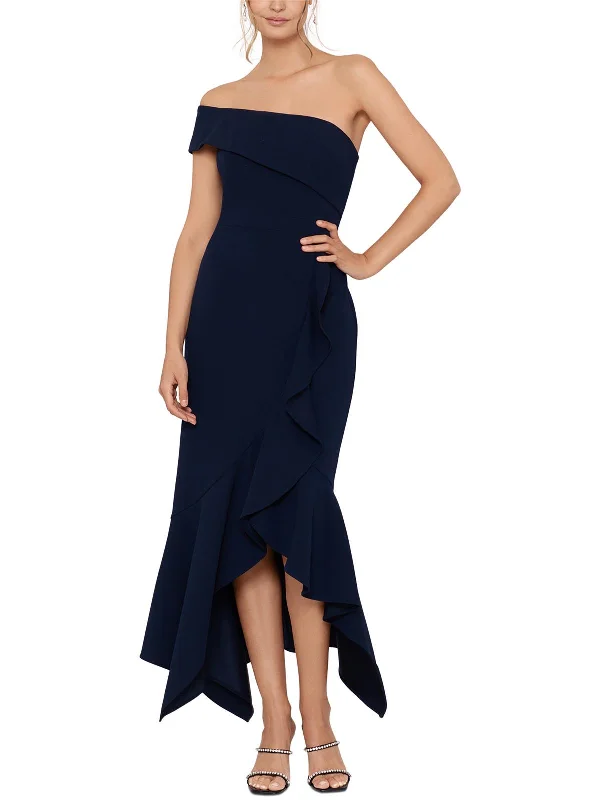 Womens Crepe One Shoulder Evening Dress Tunics Fashionable trendy